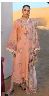 3PC LAWN EMBROIDERED SHIRT WITH BAMBER CHIFFON EMBROIDERED DUPATTA AND LAWN TROUSER-