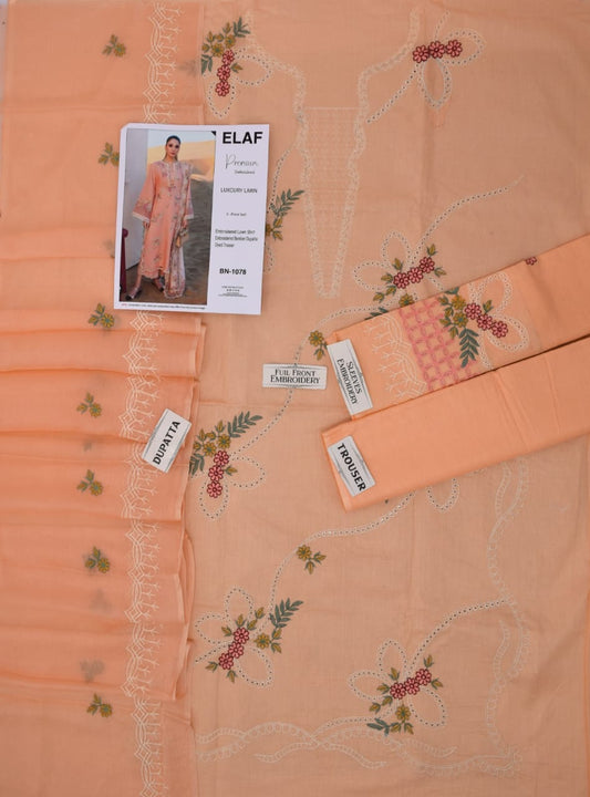 3PC LAWN EMBROIDERED SHIRT WITH BAMBER CHIFFON EMBROIDERED DUPATTA AND LAWN TROUSER-