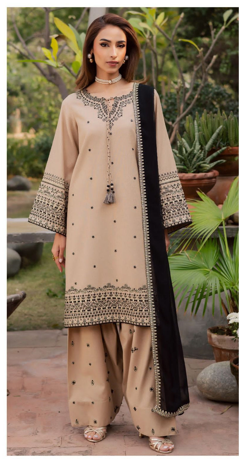 3PC LAWN EMBROIDERED SHIRT WITH BAMBER CHIFFON EMBROIDERED DUPATTA AND LAWN TROUSER-