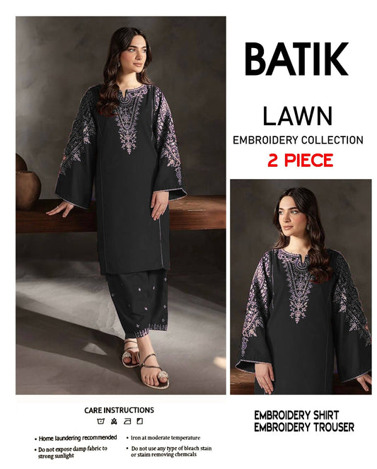BATIK-2PC LAWN EMBROIDERED SHIRT WITH LAWN EMBROIDERED SLEEVES-