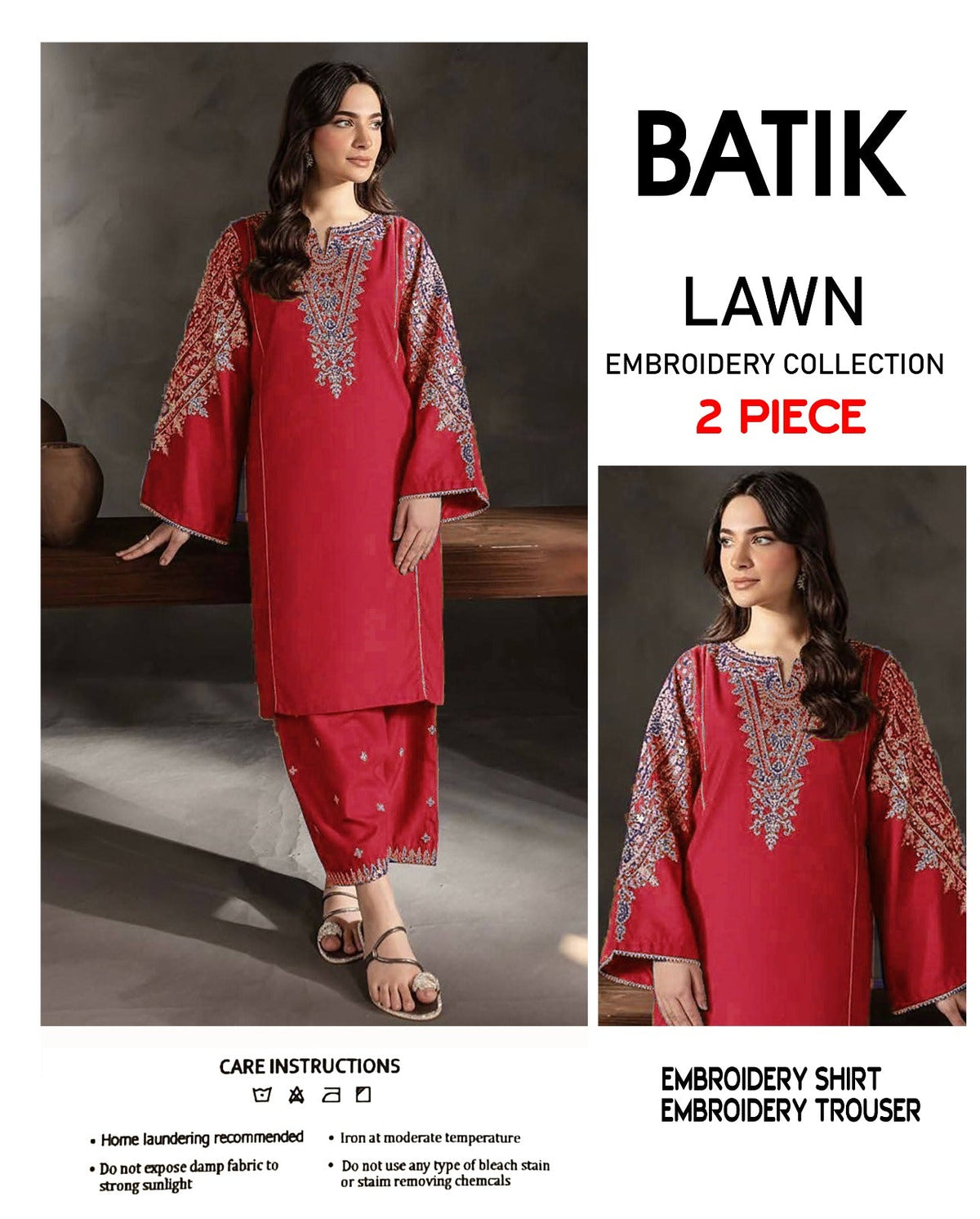 BATIK-2PC LAWN EMBROIDERED SHIRT WITH LAWN EMBROIDERED SLEEVES-