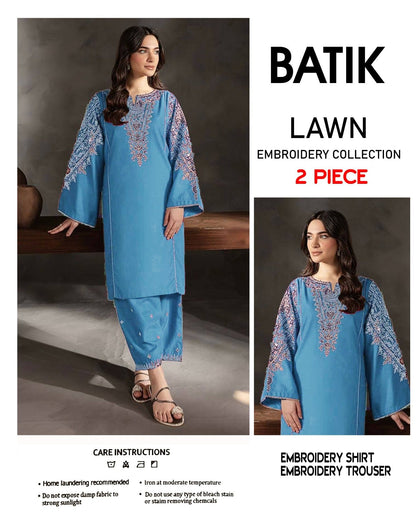 BATIK-2PC LAWN EMBROIDERED SHIRT WITH LAWN EMBROIDERED SLEEVES-