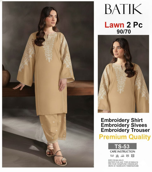 BATIK-2PC LAWN EMBROIDERED SHIRT WITH LAWN EMBROIDERED SLEEVES-