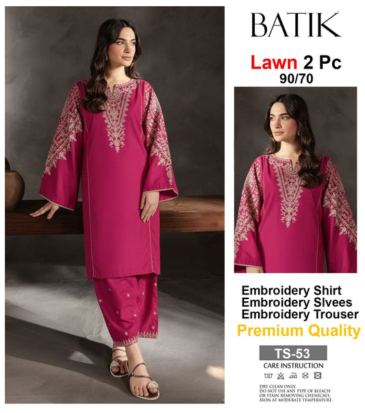BATIK-2PC LAWN EMBROIDERED SHIRT WITH LAWN EMBROIDERED SLEEVES-