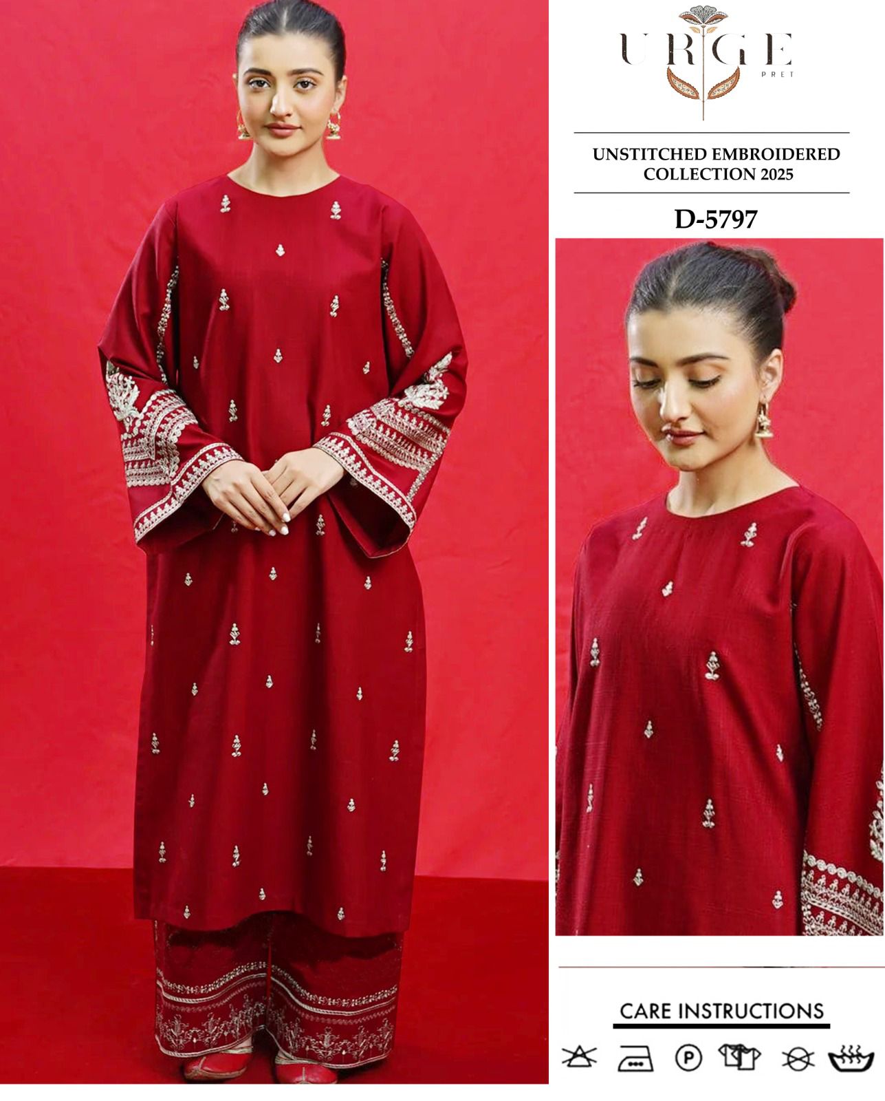 2PC LAWN EMBROIDERED SHIRT WITH LAWN EMBROIDERED SLEEVES-