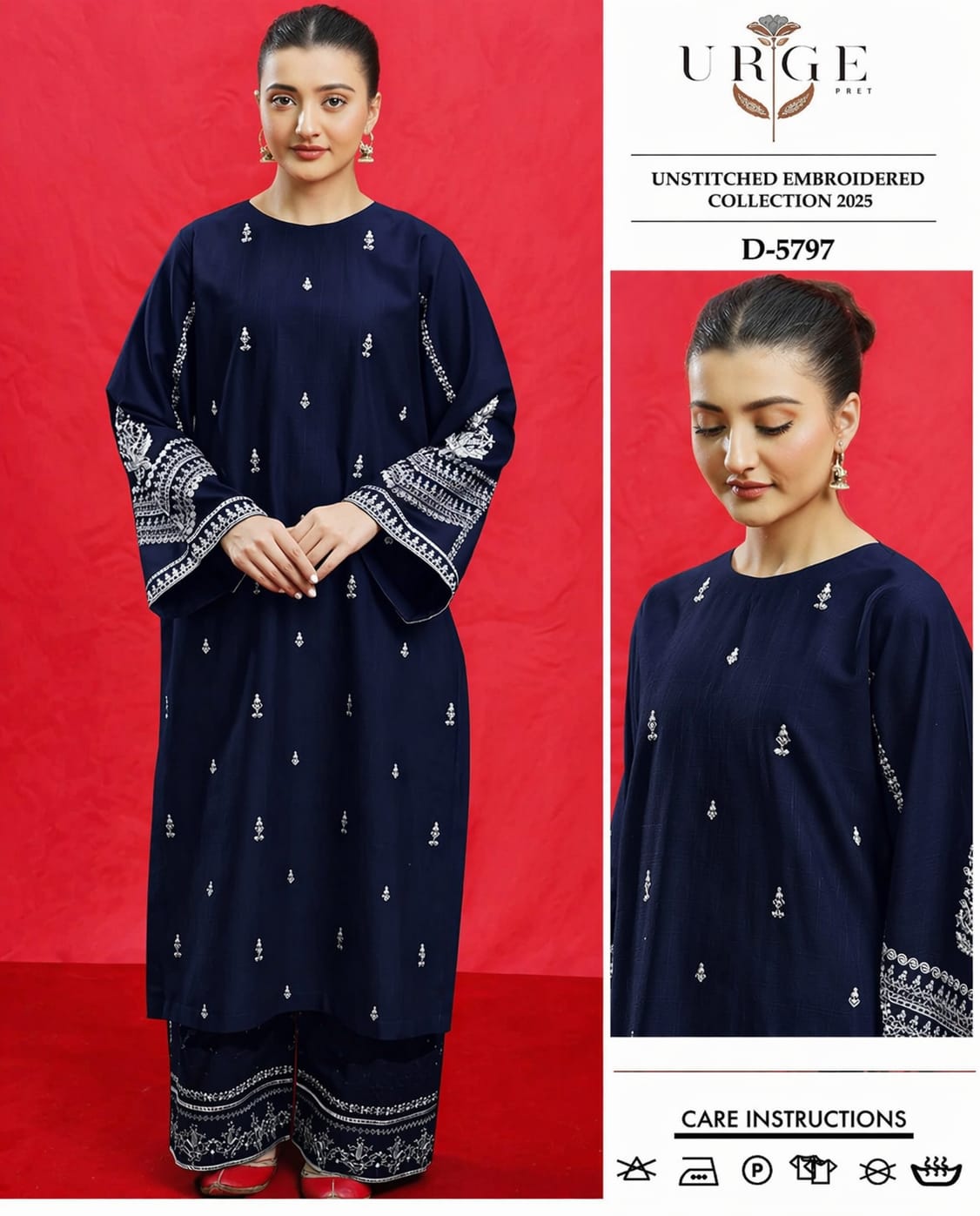 2PC LAWN EMBROIDERED SHIRT WITH LAWN EMBROIDERED SLEEVES-