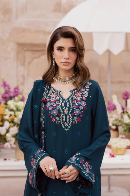 SR-BT4100 Lawn Unstitched Sequence Embroidered 3pc Suit With Bamber Chiffon Fully Embroidered Dupatta