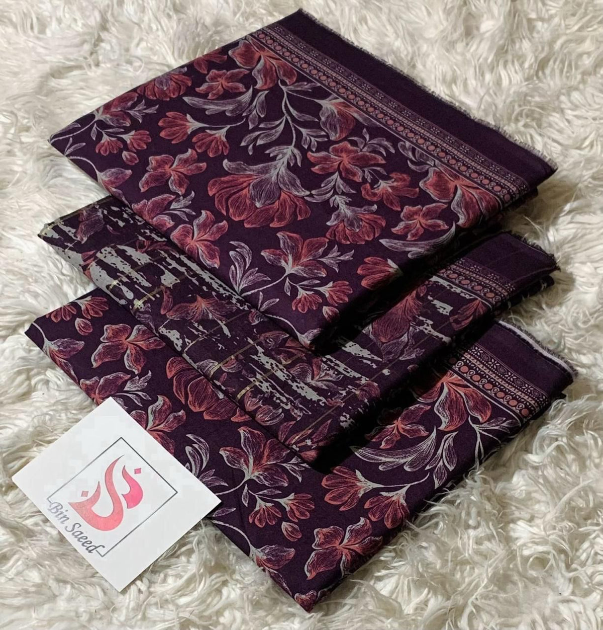 BIN SAEED LAWN COLLECTION  100% ORIGINAL