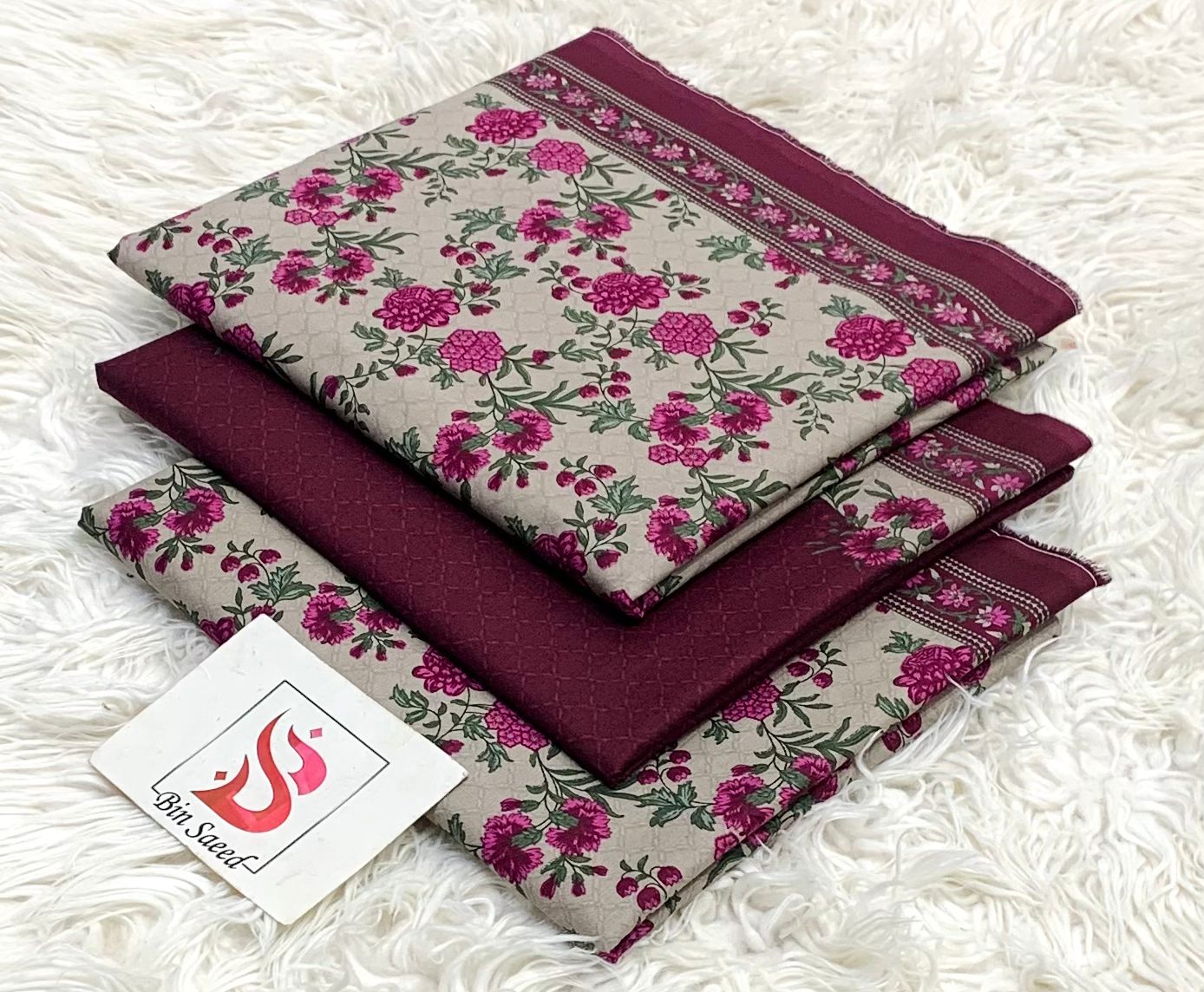 BIN SAEED LAWN COLLECTION  100% ORIGINAL