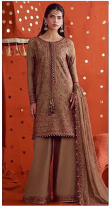 3PC LAWN EMBROIDERED SHIRT WITH BAMBER CHIFFON EMBROIDERED DUPATTA AND LAWN TROUSER-