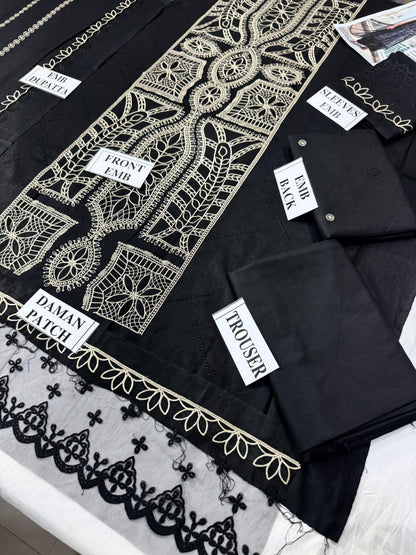 MARIA.B.-3PC DHANAK EMBROIDERED SHIRT WITH DHANAK EMBROIDERED SHAWL AND TROUSER