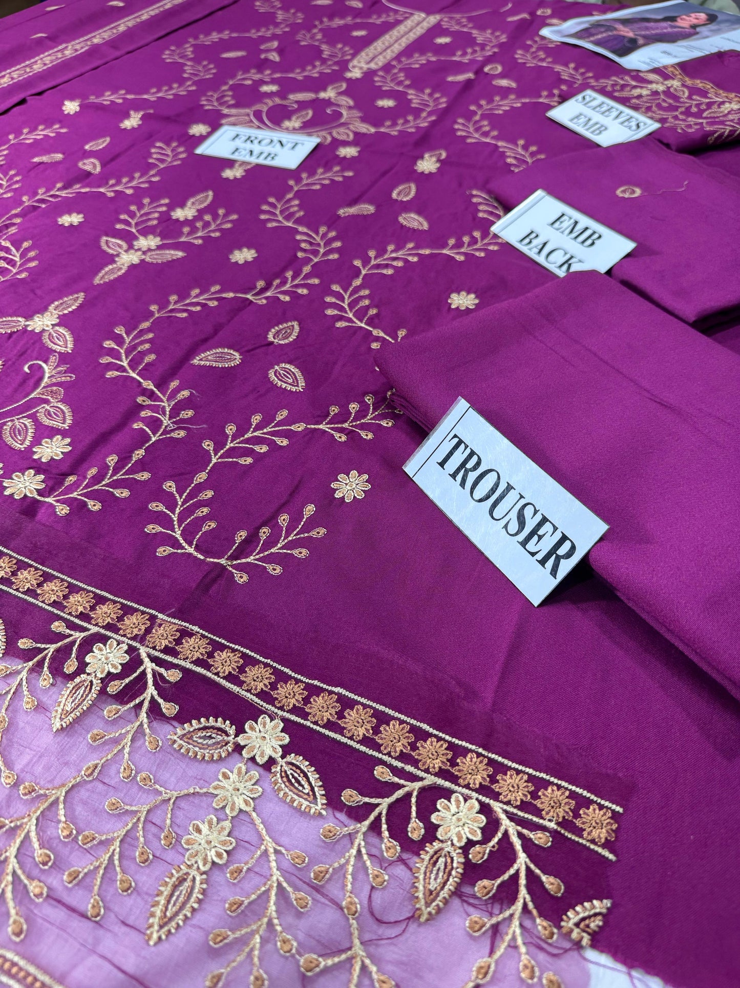ASIM JOFA-3PC DHANAK EMBROIDERED SHIRT WITH DHANAK EMBROIDERED SHAWL AND TROUSER