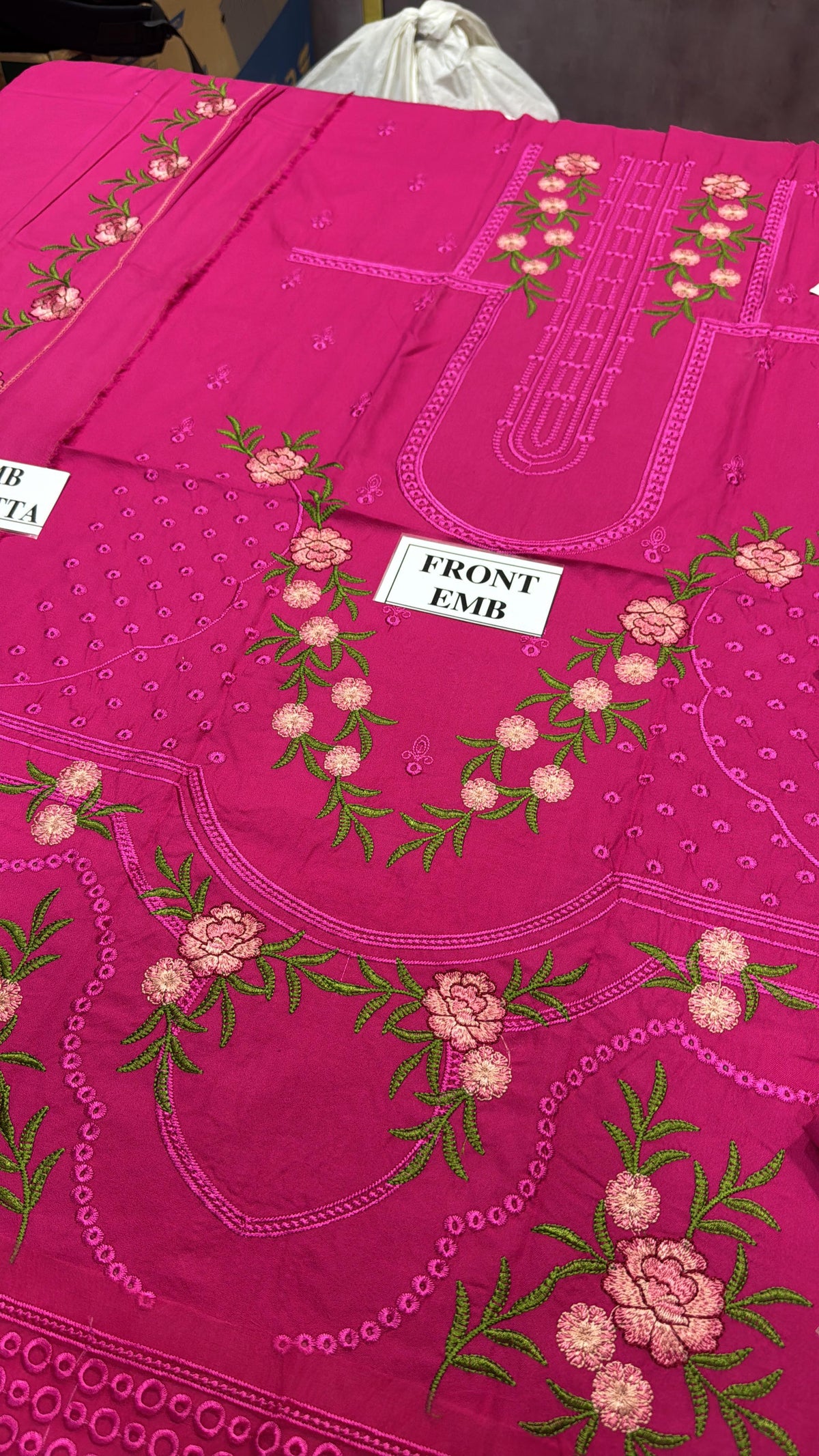 MARIA.B-3PC DHANAK EMBROIDERED SHIRT WITH DHANAK EMBROIDERED SHAWL AND TROUSER