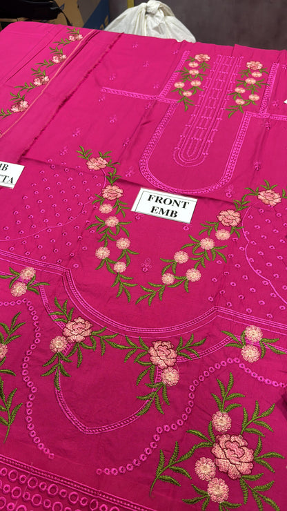 MARIA.B-3PC DHANAK EMBROIDERED SHIRT WITH DHANAK EMBROIDERED SHAWL AND TROUSER
