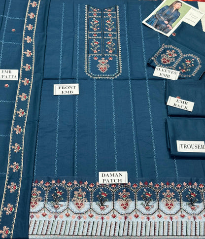 N00R-e-FAJAR-3PC DHANAK EMBROIDERED SHIRT WITH DHANAK EMBROIDERED SHAWL AND TROUSER