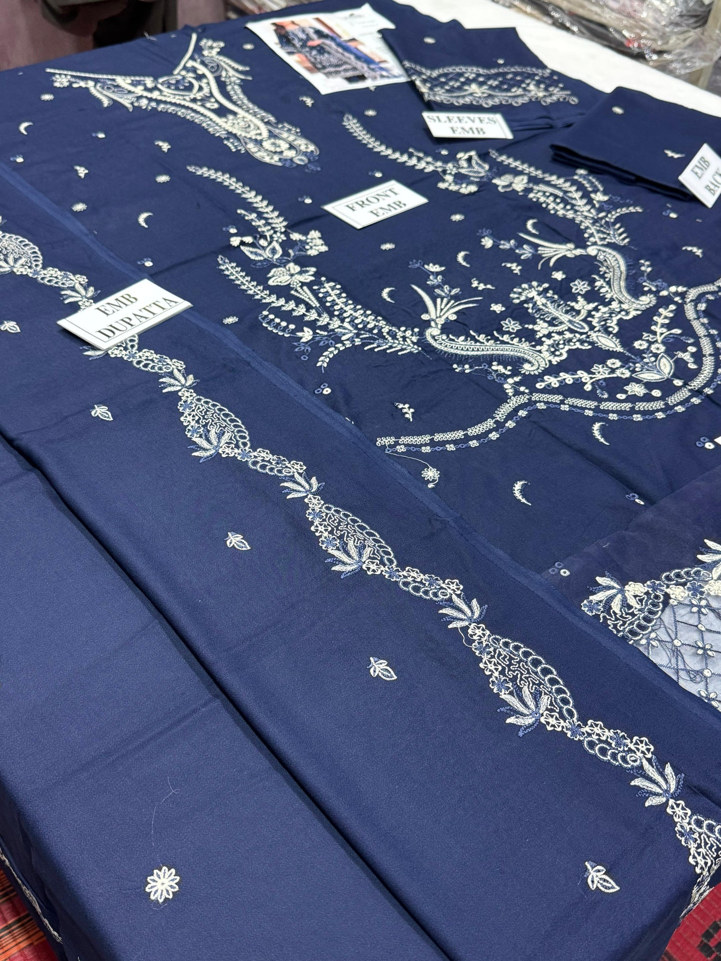 QALAMKAR-3PC DHANAK EMBROIDERED SHIRT WITH DHANAK EMBROIDERED SHAWL AND TROUSER