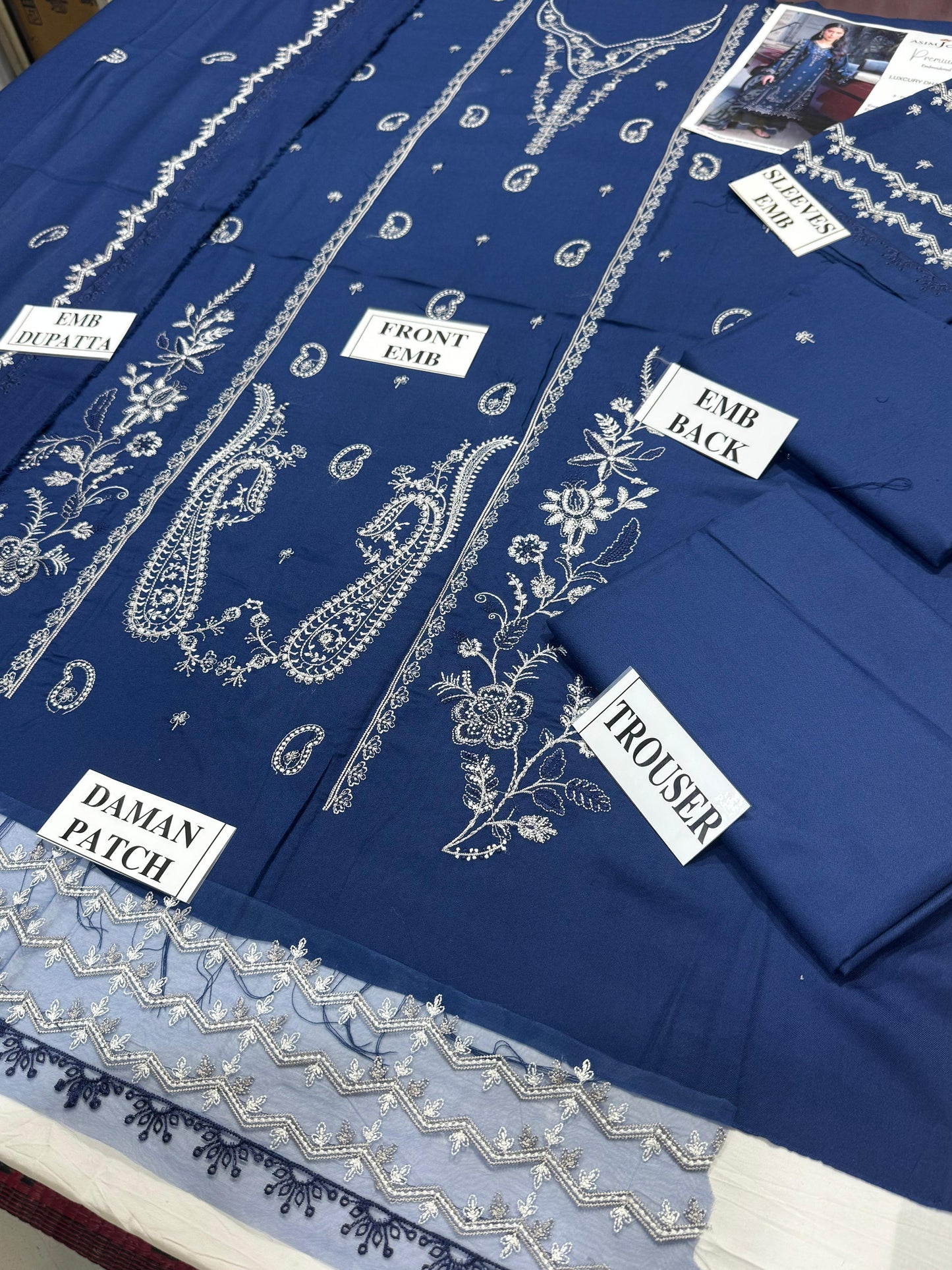 ASIMA J0FA-3PC DHANAK EMBROIDERED SHIRT WITH DHANAK EMBROIDERED SHAWL AND TROUSER