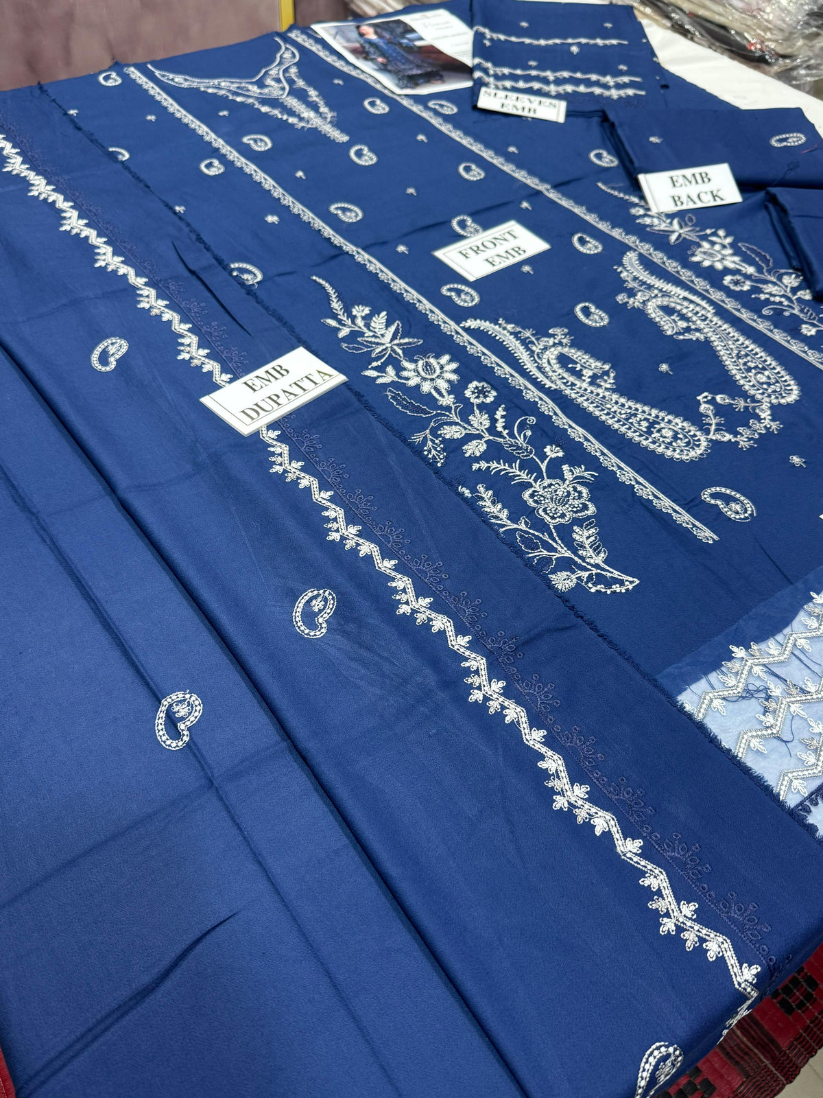 ASIMA J0FA-3PC DHANAK EMBROIDERED SHIRT WITH DHANAK EMBROIDERED SHAWL AND TROUSER