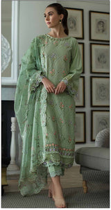 SOBIA NAZIR-3PC DHANAK EMBROIDERED SHIRT WITH DHANAK EMBROIDERED SHAWL AND TROUSER