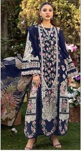 ELAF-3PC DHANAK EMBROIDERED SHIRT WITH DHANAK EMBROIDERED SHAWL AND TROUSER