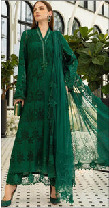 MARIA.B-3PC DHANAK EMBROIDERED SHIRT WITH DHANAK EMBROIDERED SHAWL AND TROUSER
