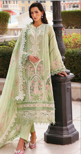 MARIA.B-3PC DHANAK EMBROIDERED SHIRT WITH DHANAK EMBROIDERED SHAWL AND TROUSER