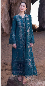MARI.B-3PC DHANAK EMBROIDERED SHIRT WITH DHANAK EMBROIDERED SHAWL AND TROUSER