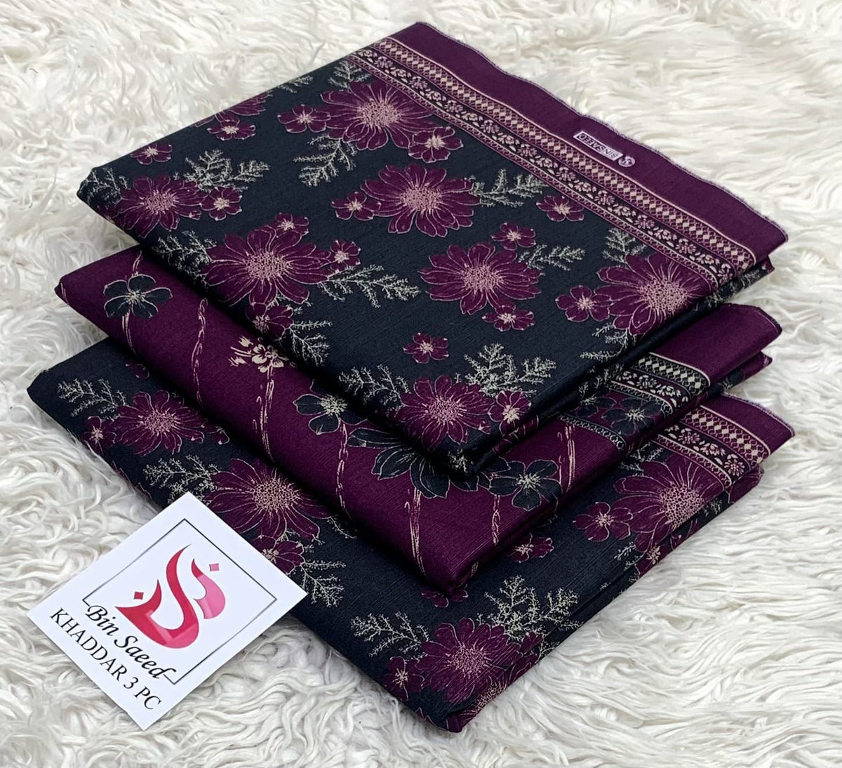 BIN SAEED-3PC KHADDAR PRINTED SHIRT WITH KHADDAR PRINTED DUPATTA AND PRINT TROUSER