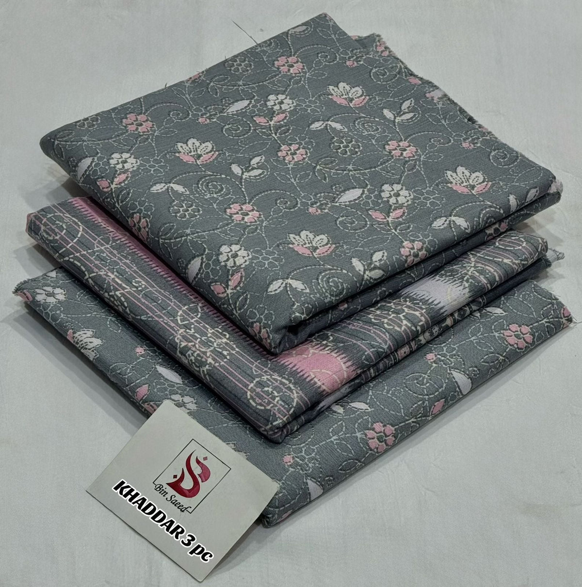 BIN SAEED-3PC KHADDAR PRINTED SHIRT WITH KHADDAR PRINTED DUPATTA AND PRINT TROUSER