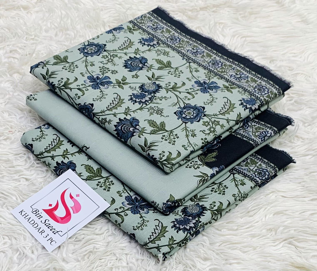 BIN SAEED-3PC KHADDAR PRINTED SHIRT WITH KHADDAR PRINTED DUPATTA AND PRINT TROUSER