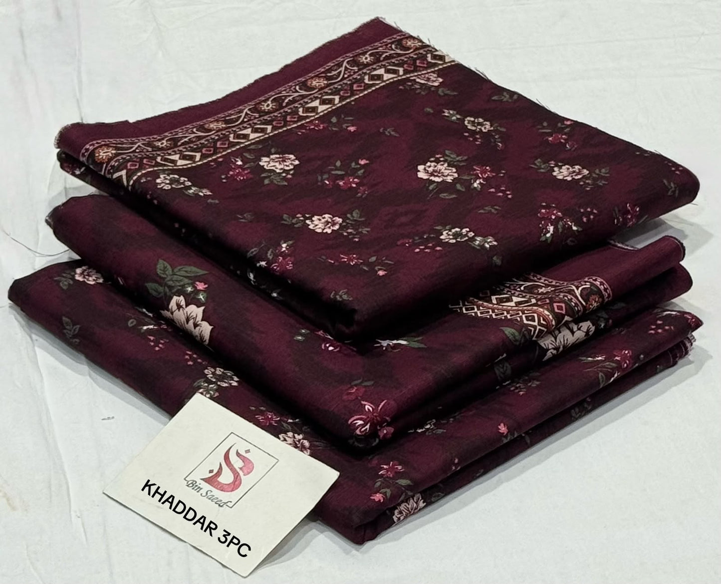 BIN SAEED-3PC KHADDAR PRINTED SHIRT WITH KHADDAR PRINTED DUPATTA AND PRINT TROUSER