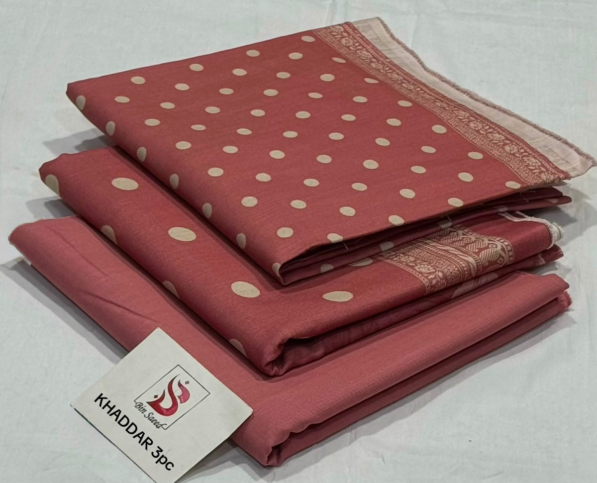 BIN SAEED-3PC KHADDAR PRINTED SHIRT WITH KHADDAR PRINTED DUPATTA AND PRINT TROUSER