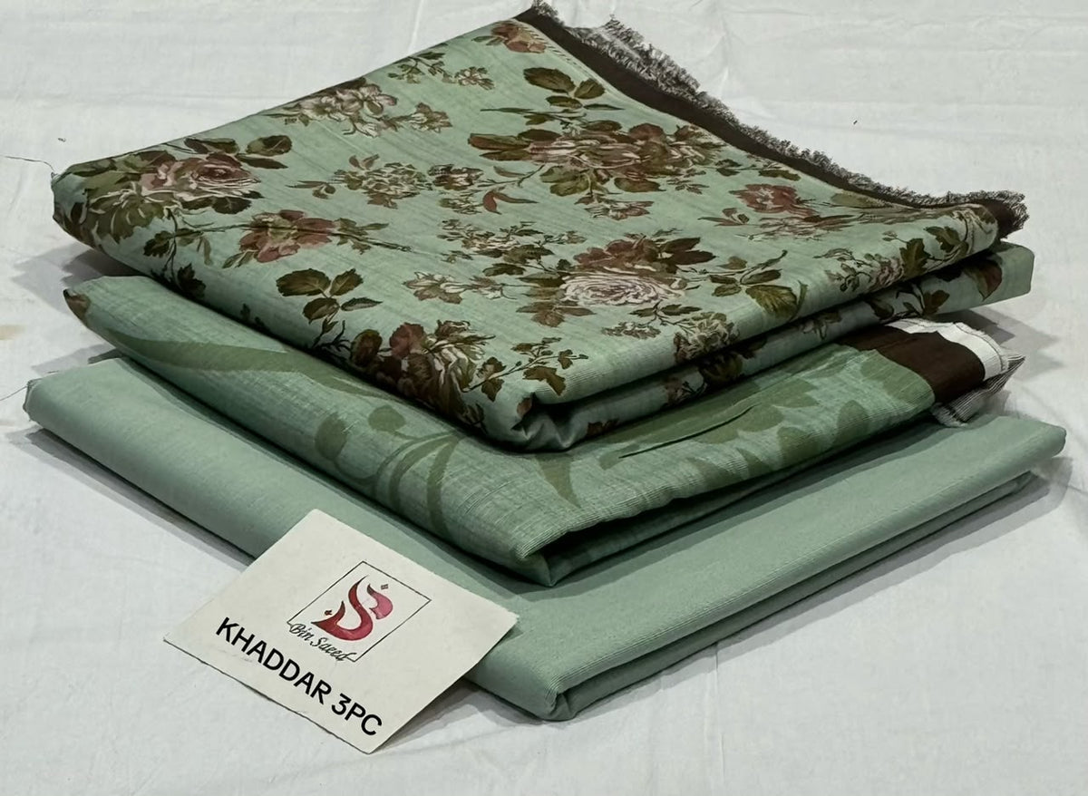 BIN SAEED-3PC KHADDAR PRINTED SHIRT WITH KHADDAR PRINTED DUPATTA AND PRINT TROUSER