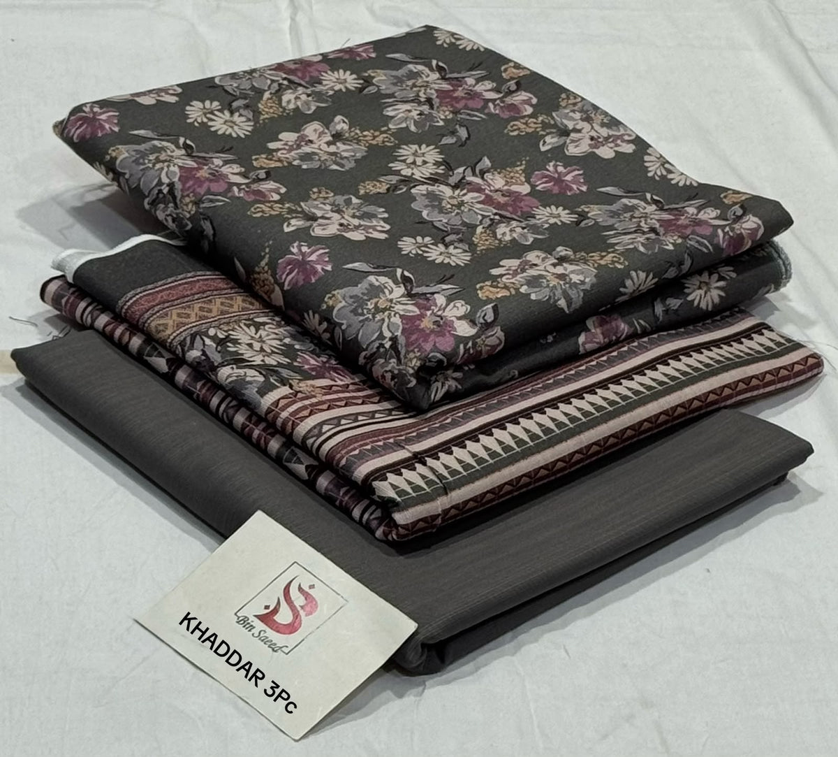 BIN SAEED-3PC KHADDAR PRINTED SHIRT WITH KHADDAR PRINTED DUPATTA AND PRINT TROUSER