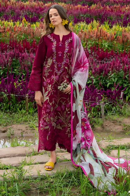 SR-MS2750 Lawn Unstitched Embroidered 3pc Suit With Monar Digital Printed Dupatta