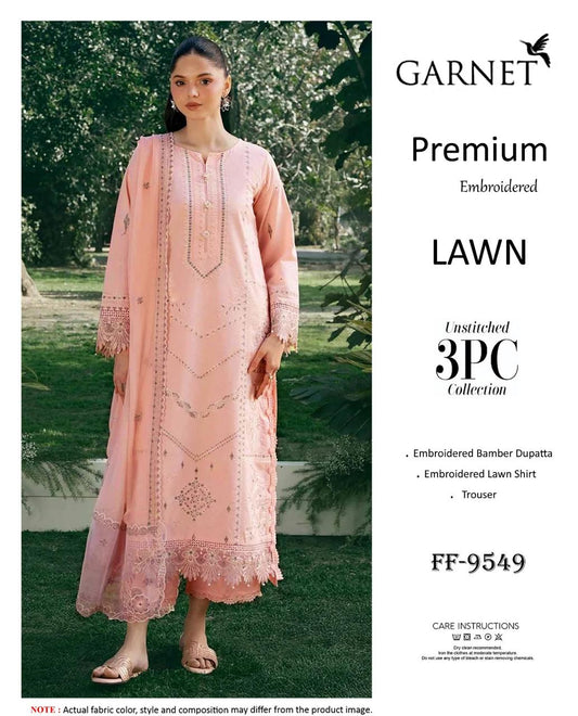 Asim Jofa Premium Embroidered Lawn 3PC Suit FF-9542 Grey Blue Gold Unstitched IBX Collection