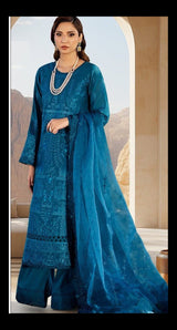 ASIMJOFA-3PC DHANAK EMBROIDERED SHIRT WITH DHANAK EMBROIDERED SHAWL AND TROUSER