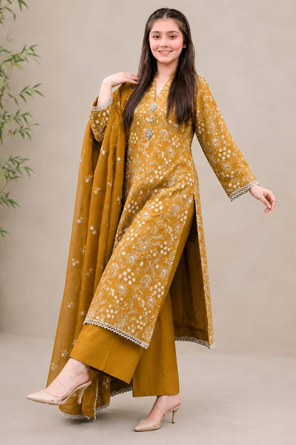SR-BR09 Lawn 3Pc Embroidered Suit with Bamber Chiffon Embroidered Dupatta
