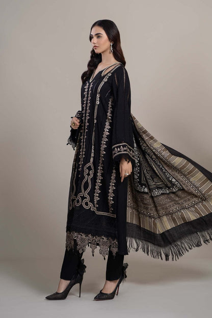 SR-49 Unstitched Embroidered Dhanak Suit With Embroidered Dhanak Shawl