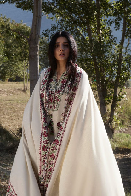 SR-AJ630 Unstitched Heavy Embroidered Dhanak Suit With Embroidered Dhanak Shawl