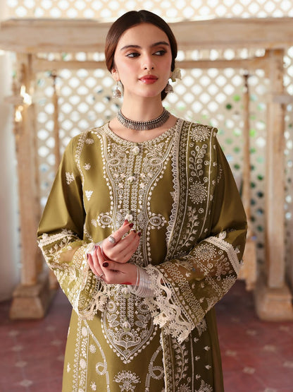 SR-MR590 Unstitched Heavy Embroidered Dhanak Suit With Embroidered Dhanak Shawl