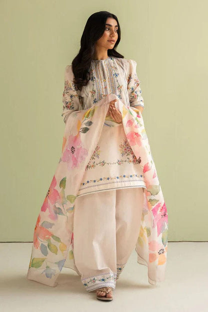 SR-BQ423 Unstitched Digital Printed Lawn Suit 3pc With Digital Printed Silk Dupatta