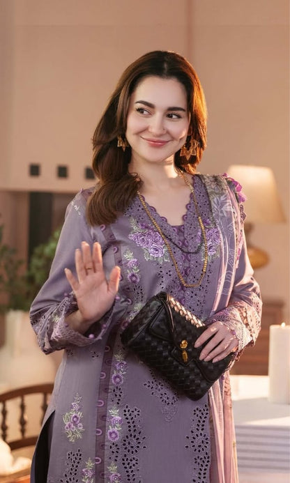 SR-JD2680 Lawn Unstitched Embroidered 3pc Suit With Lawn Digital Printed Dupatta