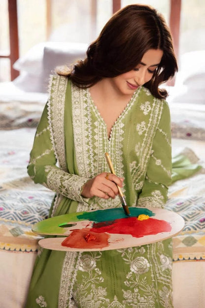 SR-2525 Unstitched Fully Embroided Lawn Suit With Lawn Embroidered Dupatta