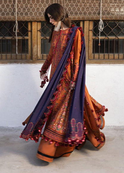 SR-MB610 Unstitched Heavy Embroidered Dhanak Suit With Embroidered Dhanak Shawl