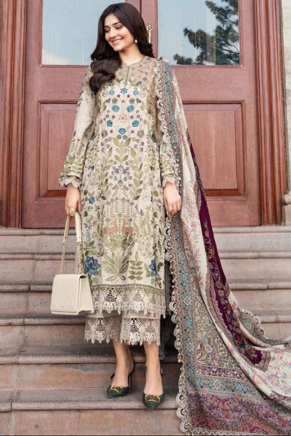 SR-MB555 Dhanak Embroidered Suit With Digital Printed Woolen Shawl