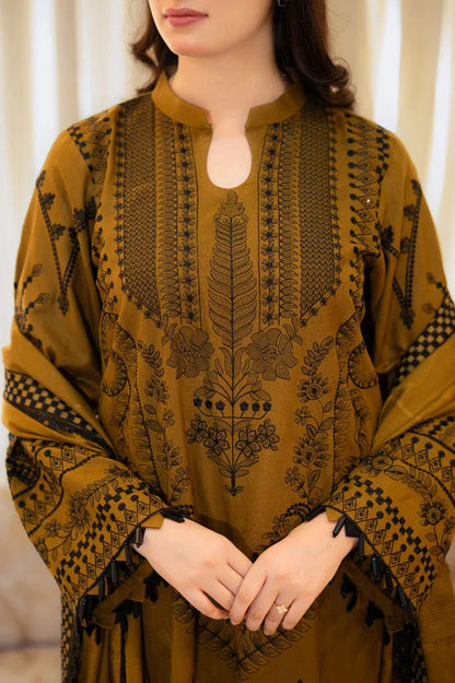 SR-MB100 Unstitched Fully Embroidered Dhanak Suit With Embroidered Dhanak Shawl