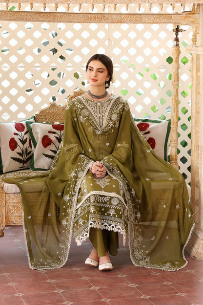 SR-MR590 Unstitched Heavy Embroidered Dhanak Suit With Embroidered Dhanak Shawl