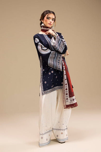 SR-RR610 Unstitched Fully Embroidered Lawn Suit With Digital Printed Monar Dupatta