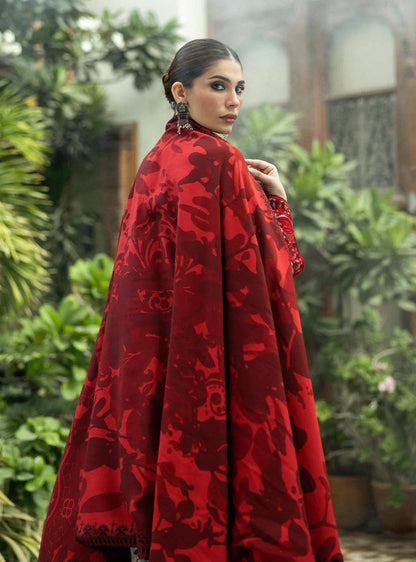 SR-MB437 Digital Printed Linen Suit 3pc with Linen Digital Printed Dupatta & Embroidered Patches